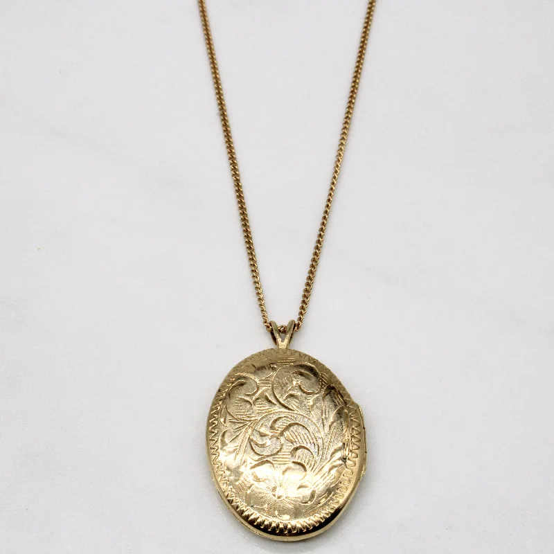 10k Yellow Gold Locket Pendant & Necklace | 21" |