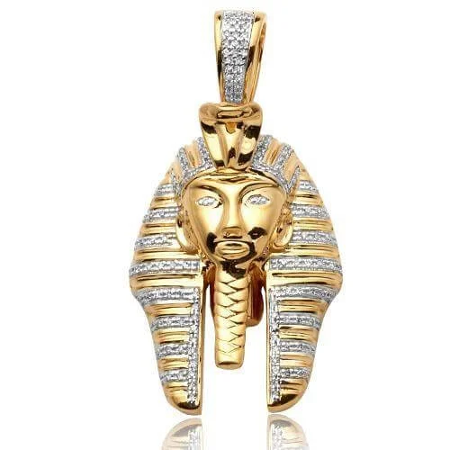 10KY 0.30CTW DIAMOND PHAROAH HEAD PENDANT