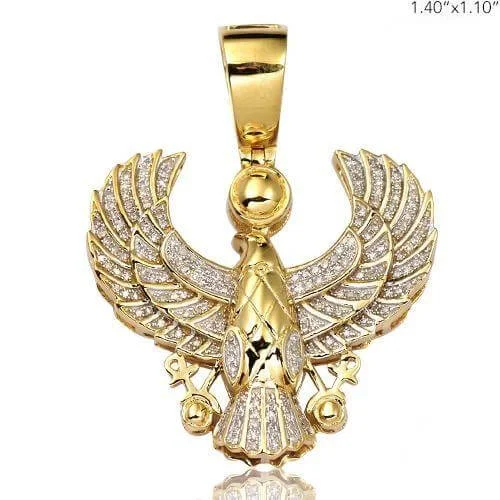 10KY 0.35CTW DIAMOND Ancient Egyptian Birds Symbol  (HORUS) Pendant