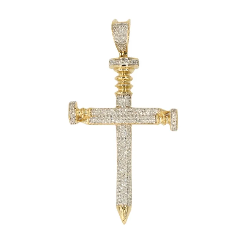 10KY 0.55CTW DIAMOND NAILS CROSS PENDANT