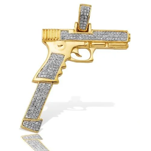 10KY 0.65CTW DIAMOND GUN PENDANT - EXTENDED CLIP