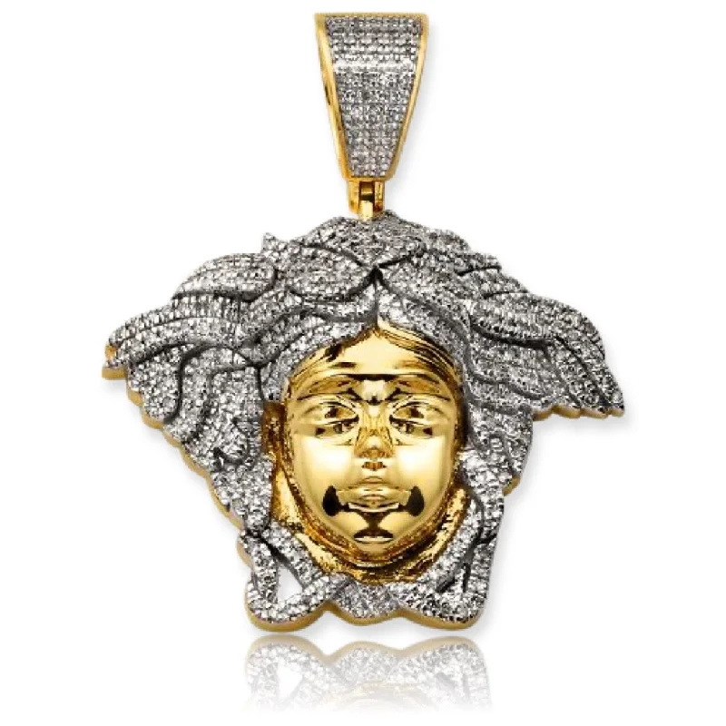 10KY 0.65CTW DIAMOND MEDUSA HEAD PENDANT