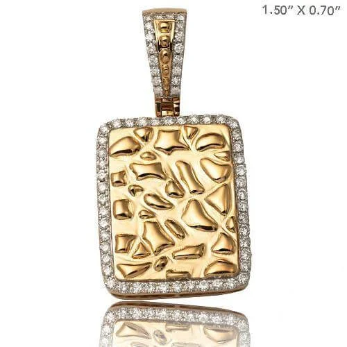 10KY 1.00CTW DIAMOND NUGGET DOG TAG PENDANT