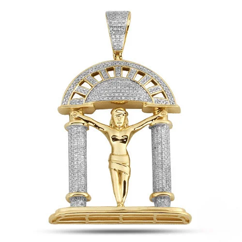 10KY 1.25CTW DIAMOND JESUS PILLARS PENDANT