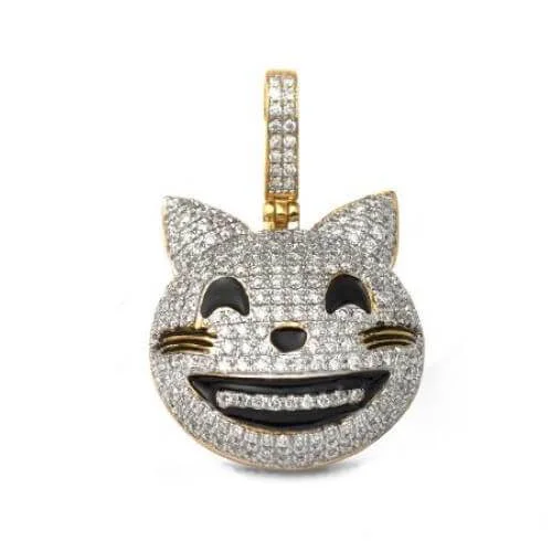 10KY 1.35CTW DIAMOND EMOJI PENDANT W/BLACK ENAMEL