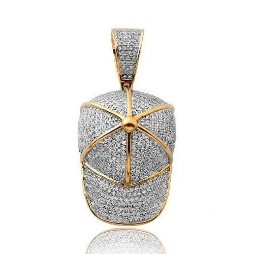 10KY 1.50CTW DIAMOND BASEBALL CAP PENDANT