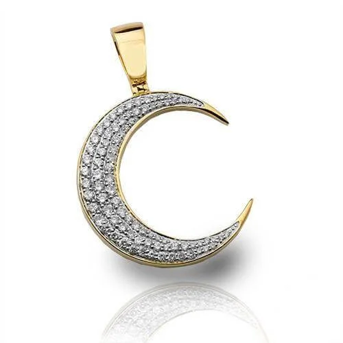 10KY 1.75CTW DIAMOND CRESCENT MOON PENDANT