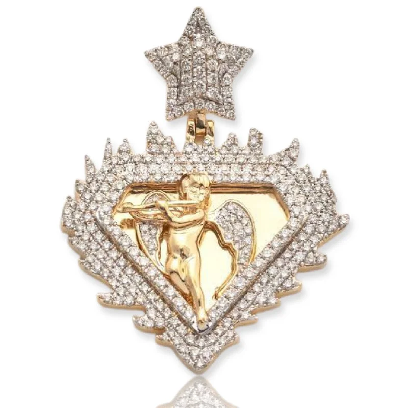 10KY 2.20CTW DIAMOND ANGEL WITH FLUTE PENDANT