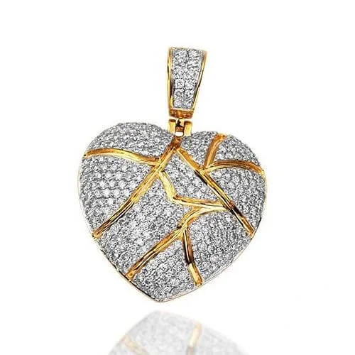 10K 3.15CT DIAMOND 'BROKEN HEART' PENDANT