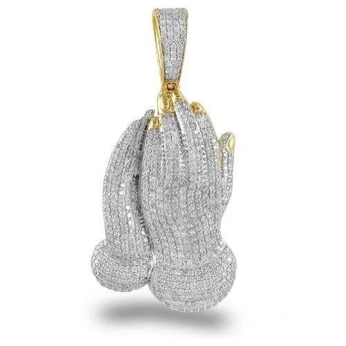 10KY 4.60CTW DIAMOND PRAYING HANDS PENDANT