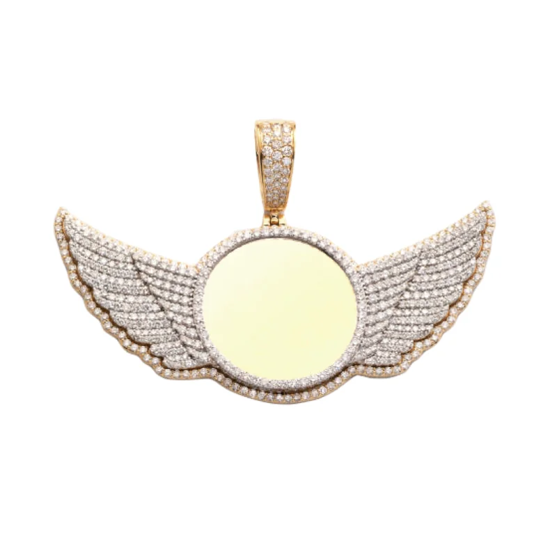 10KY+W 7.00CTW DIAMOND ROUND MEMORY PENDANT WITH WINGS