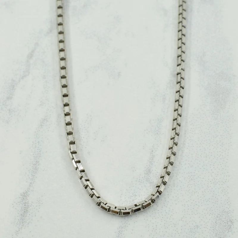 14k White Gold Italian Hallmark Box Chain | 18" |