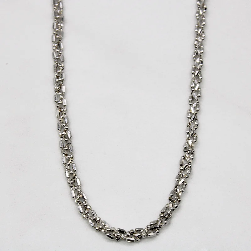 Italian 14k White Gold Bead Chain | 19" |