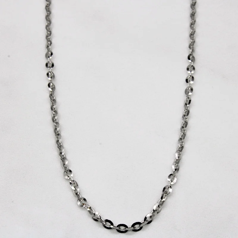 Italian 14k White Gold Flattened Cable Chain | 17" |