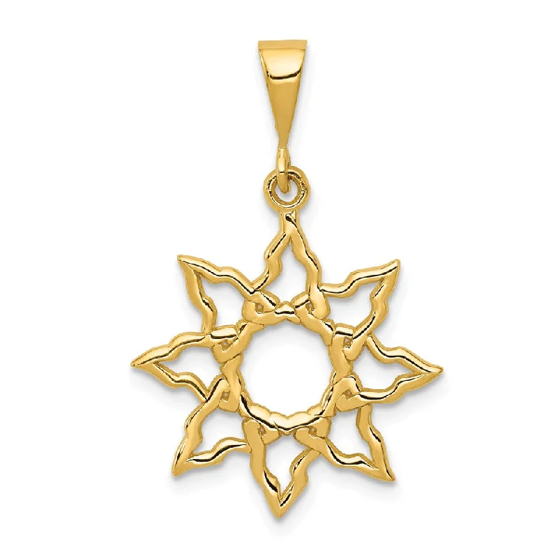 14k Yellow Gold 19mm Polished Sun Pendant