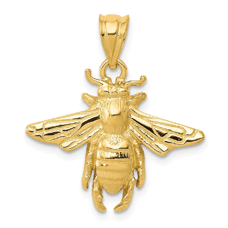 14k Yellow Gold 2D Honey Bee Pendant