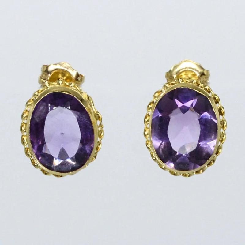 Sparkle More For Less – Jewelry Sale Happening Now Mid Century Amethyst Stud Earrings | 3.30ctw |