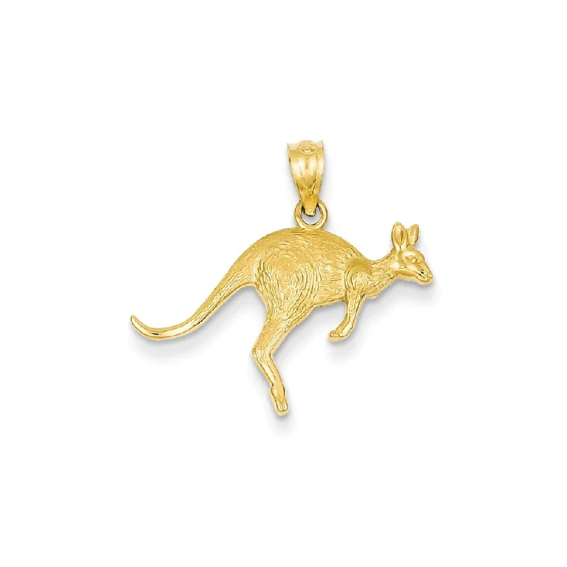 14k Yellow Gold Hopping Kangaroo Pendant