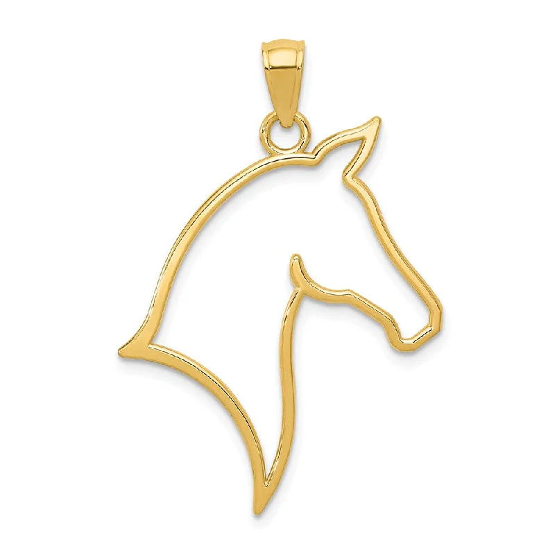 14k Yellow Gold Horse Head Silhouette Pendant