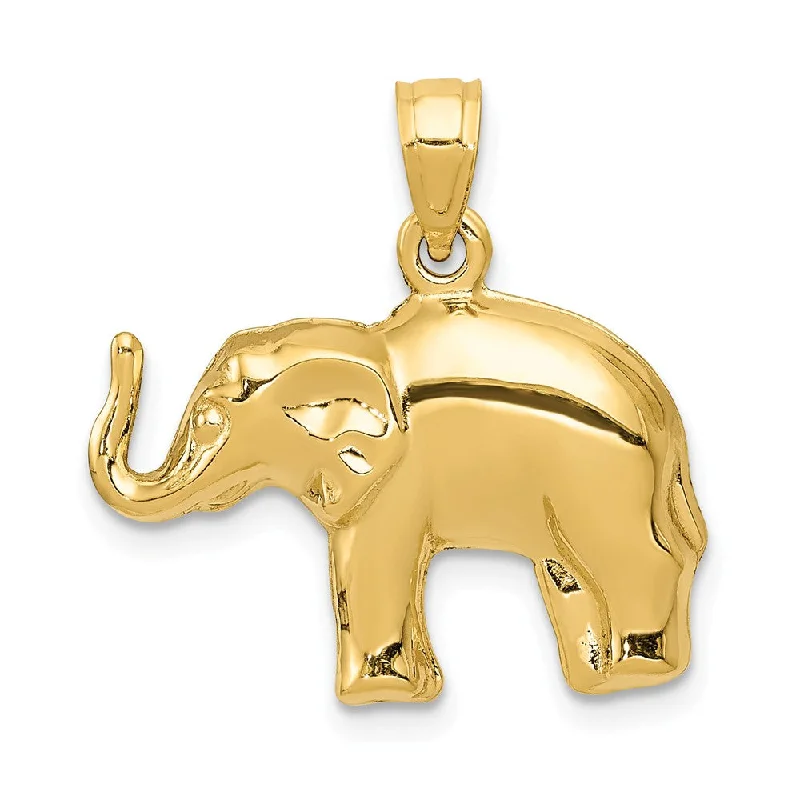 14k Yellow Gold Polished 3D Elephant Pendant