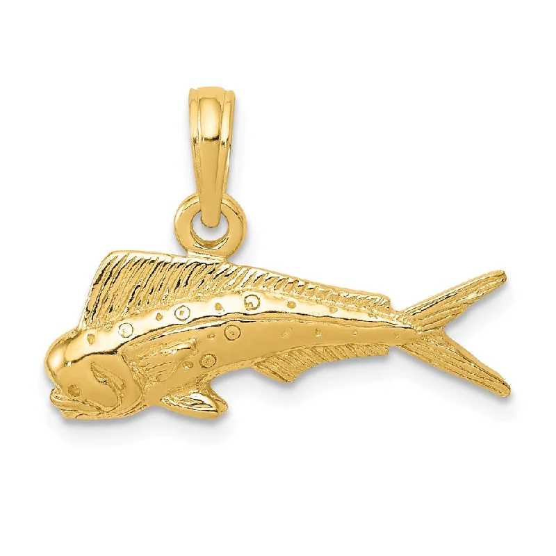 14k Yellow Gold Polished Mahi Mahi Fish Pendant