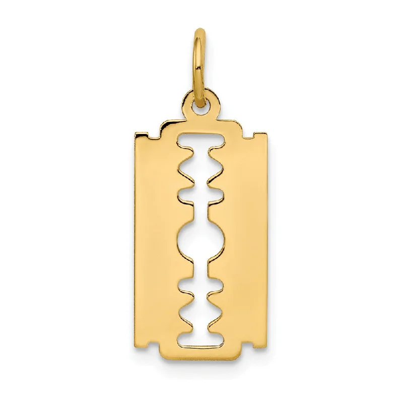 14k Yellow Gold Polished Razor Blade Charm