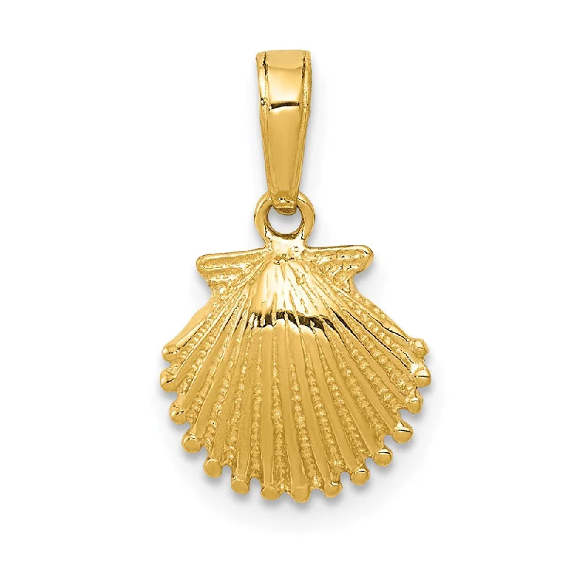 14k Yellow Gold Small Textured Scallop Shell Pendant