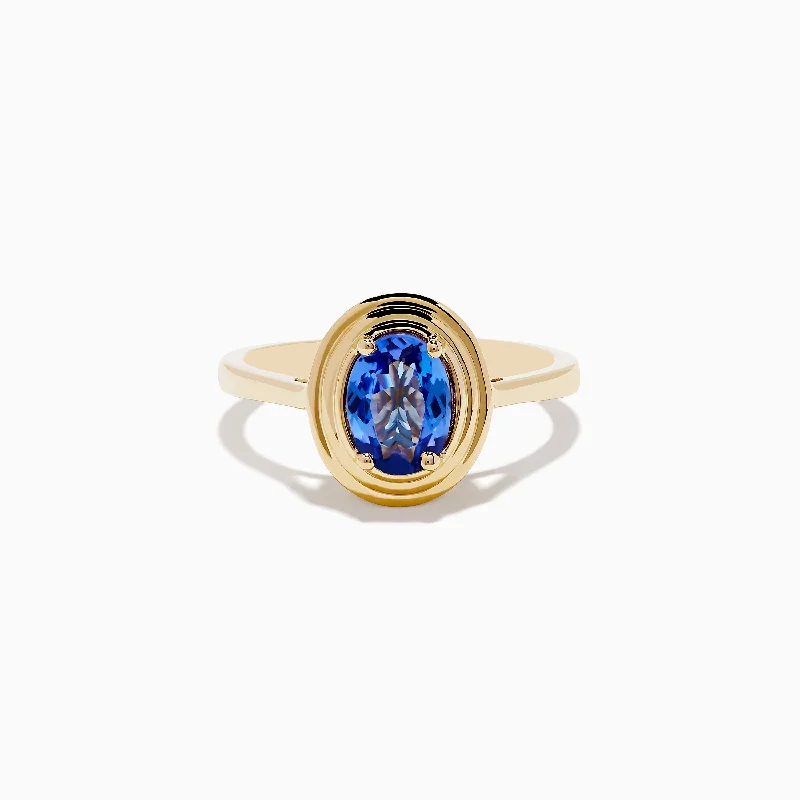 Sparkle For Less – Shop Our Limited-Time Jewelry Deals 14K Yellow Gold Tanzanite Faux-Triple Bezel Ring