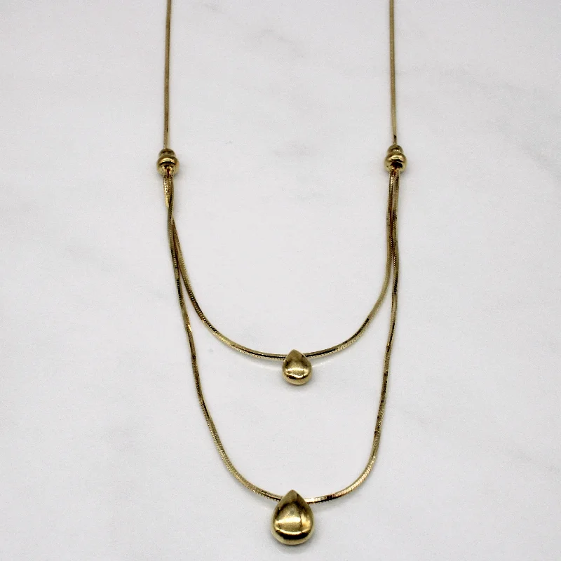 Italian 14k Yellow Gold Teardrop Charm Necklace | 17" |