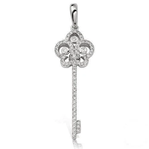 14KW 0.50CTW DIAMOND 'FLEUR DE LIS' DESIGN KEY PEN