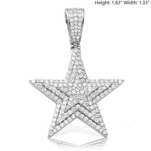 14KW 2.65CTW DIAMOND THREE TIERED STAR PENDANT