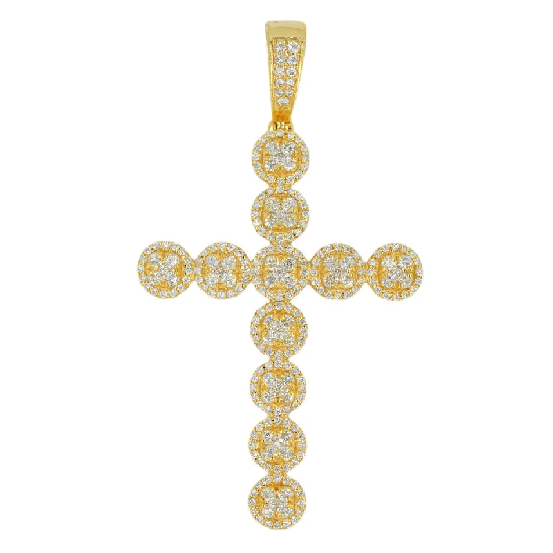 14KY 1.90CTW DIAMOND CLUSTER DESIGN CROSS