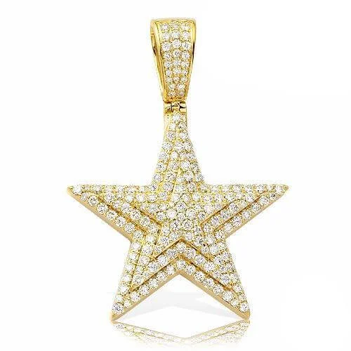 14KY 2.65CTW DIAMOND THREE TIERED STAR PENDANT