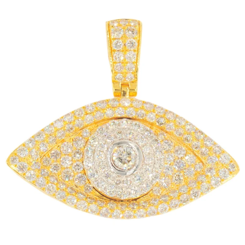 14KY 3.15CTW DIAMOND EVIL EYE PENDANT