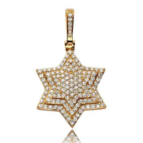 14KY 3.50CTW DIAMOND 3-D 'STAR OF DAVID' PENDANT