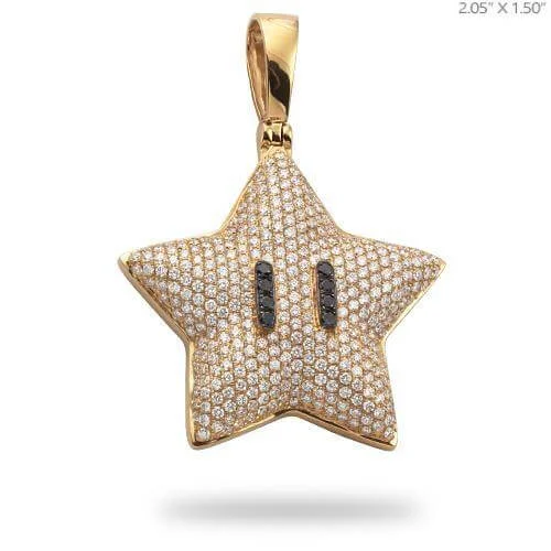 14KY 4.05CTW DIAMOND STAR EMOJI PENDANT WITH BLACK