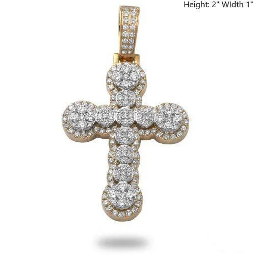 14KY+W 2.30CTW DIAMOND ROUND CLUSTER FLARED CROSS