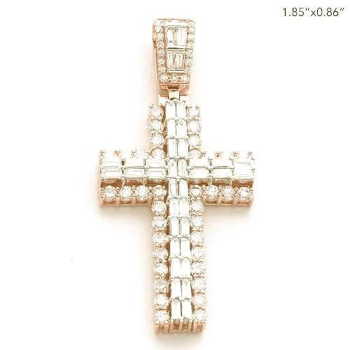 14KY+W 3.25CTW BAGUETTE DIAMOND 2-ROW CROSS