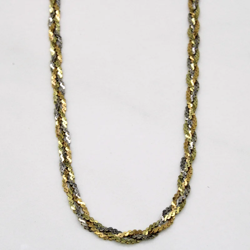 18k Two Tone Gold Woven Necklace | 14" |