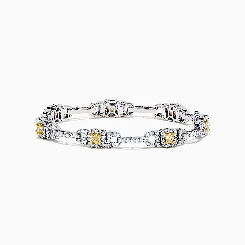 Exclusive Jewelry Discounts – Shop Now For Savings 18K Two Tone Gold Yellow and White Diamond Bracelet, 4.37 TCW