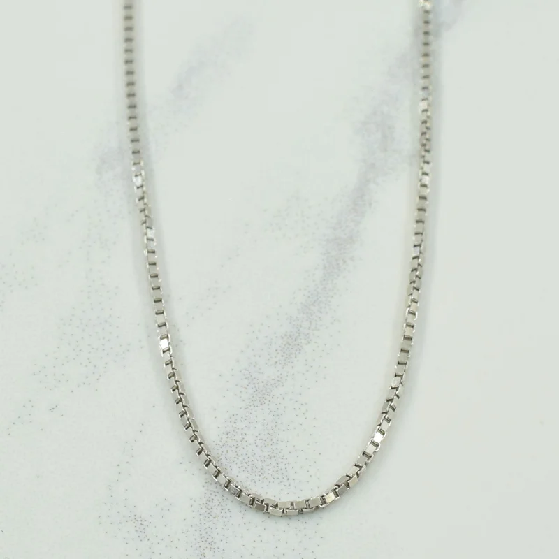 18k White Gold Italian Hallmark Box Chain | 18" |