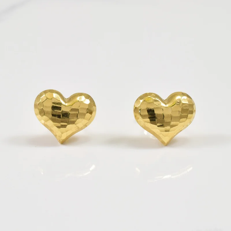 Stunning Statement Jewelry, Unbeatable Discounts 18k Yellow Gold Heart Stud Earrings