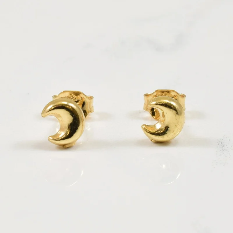 Flash Sale On Elegant Jewelry – Don't Miss Out 18k Yellow Gold Moon Stud Earrings