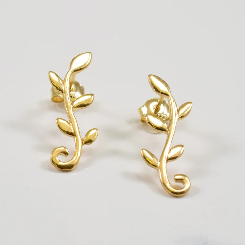 Jewelry Sale Bonanza – Grab Your Sparkle Now 18k Yellow Gold Vine Stud Earrings