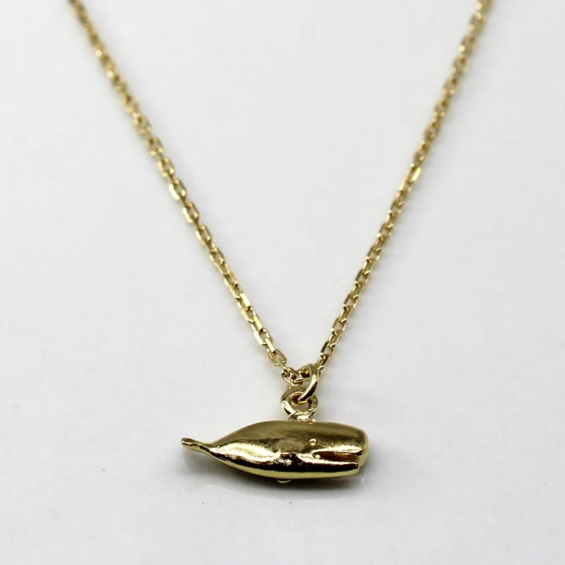 18k Yellow Gold Whale Pendant Necklace | 18"|