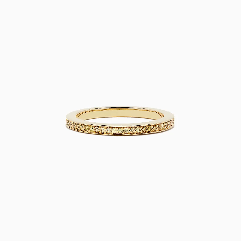 Trending Jewelry Styles Now At Limited-Time Discounts 18K Yellow Gold Yellow Diamond Half Eternity Band, 0.13 TCW