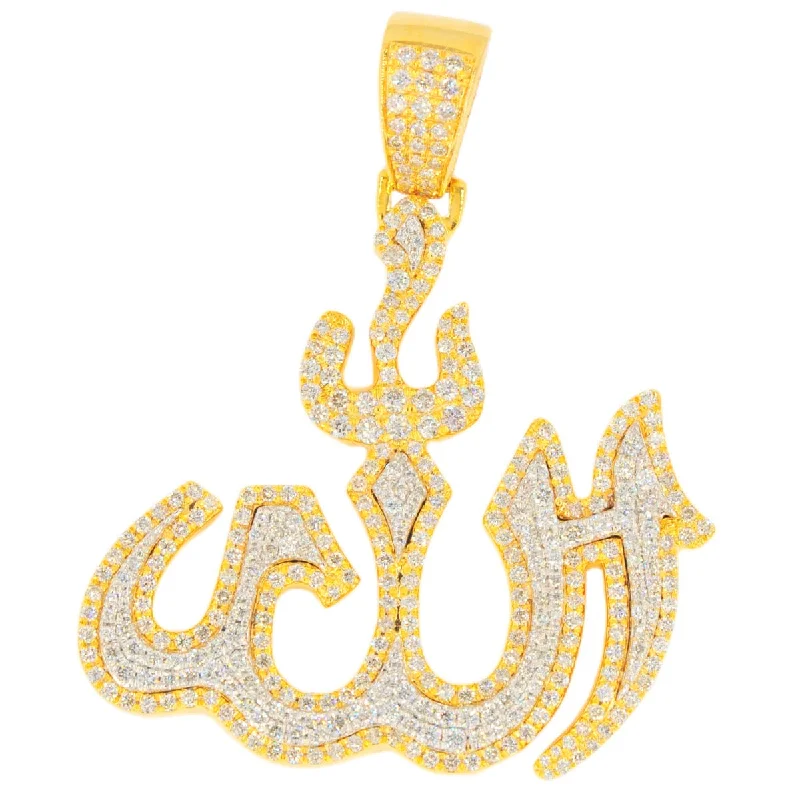 14KY+W TWO TONE 2.50CTW DIAMOND 'ALLAH' PENDANT