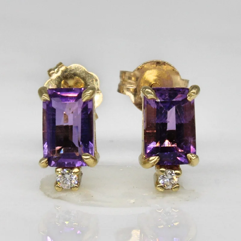 Shop Fine Jewelry With Exclusive Savings Amethyst & Diamond Stud Earrings | 0.85ctw, 0.02ctw |