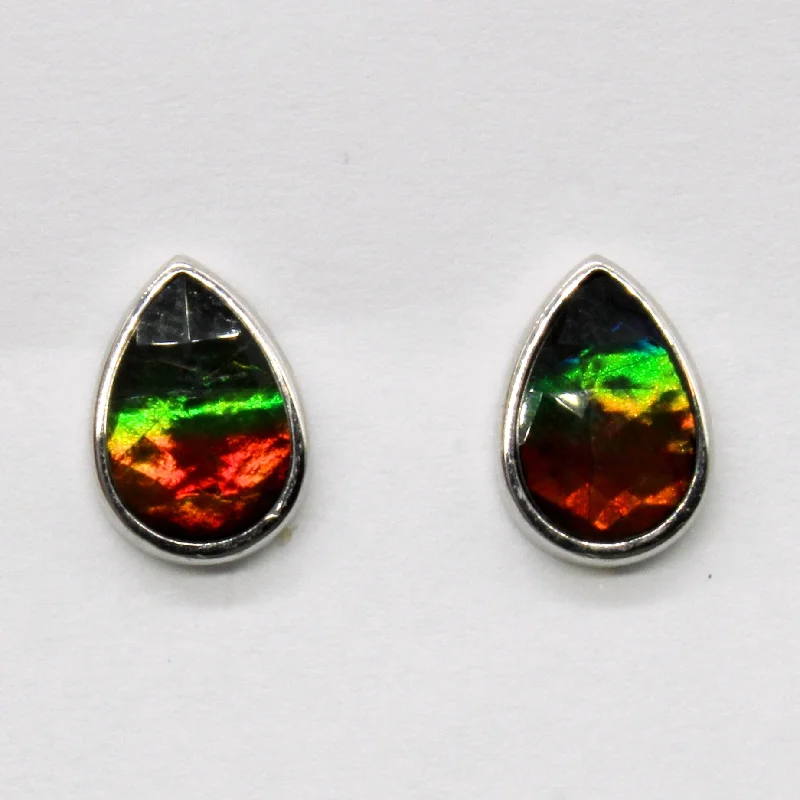 Customized Silver Jewelry For Unique Style Ammolite Stud Earrings | 1.20ctw |