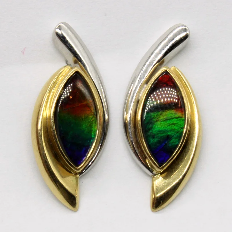 Affordable Gold-Plated Jewelry For Modern Fashion Ammolite Stud Earrings | 3.14ctw |